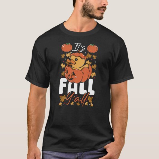 It's Fall Y'all Autumn Leaves Pumpkin Rubber Duck T-Shirt (Vorderseite)
