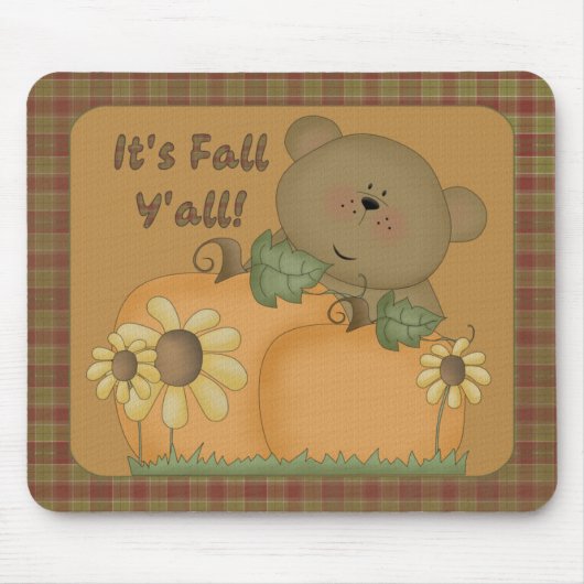 "It's Fall Y'all" Autumn Teddy Bären Mousepad 1 (Vorne)
