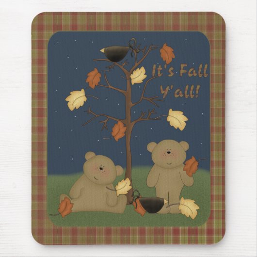 "It's Fall Y'all" Autumn Teddy Bear Mousepad 2 (Vorne)