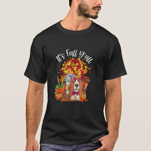 It's Fall Y'all Basset Hound Pumpkin Fall Autumn T-Shirt (Vorderseite)