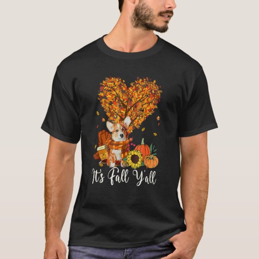 It's Fall Y'all Corgi Dog Thanksgiving Halloween T-Shirt (Vorderseite)