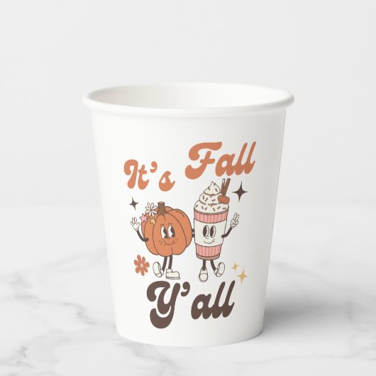 It's Fall Y'all – Cute Pumpkin & PSL Fall Party Pappbecher (Rückseite)