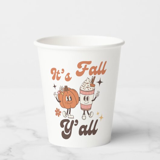 It's Fall Y'all – Cute Pumpkin & PSL Fall Party Pappbecher (Vorderseite)