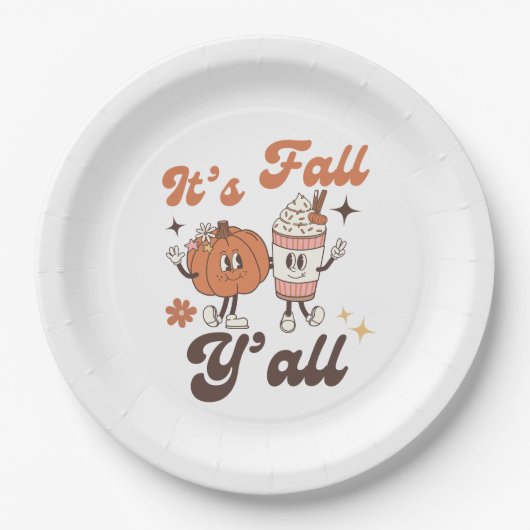 It's Fall Y'all – Cute Pumpkin Spice Fall Pappteller (Vorderseite)
