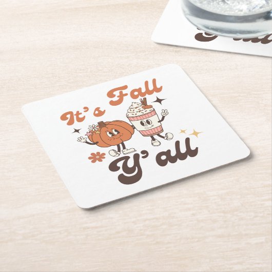It's Fall Y'all  – Cute Pumpkin Spice Fall Rechteckiger Pappuntersetzer (angewinkelt)