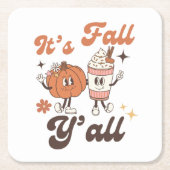 It's Fall Y'all  – Cute Pumpkin Spice Fall Rechteckiger Pappuntersetzer (Vorderseite)