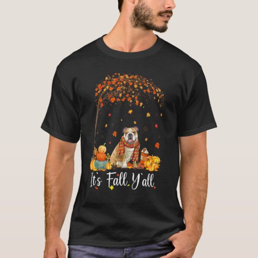 It's Fall Y'all English Bulldog Thanksgiving Par T-Shirt (Vorderseite)