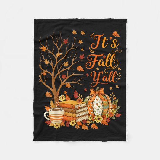 It's Fall Y'all Floral Pumpkin Autumn Coffee Thank Fleecedecke (Vorderseite)