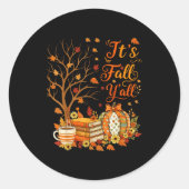 It's Fall Y'all Floral Pumpkin Autumn Coffee Thank Runder Aufkleber (Vorderseite)