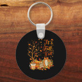 It's Fall Y'all Floral Pumpkin Autumn Coffee Thank Schlüsselanhänger (Vorderseite)