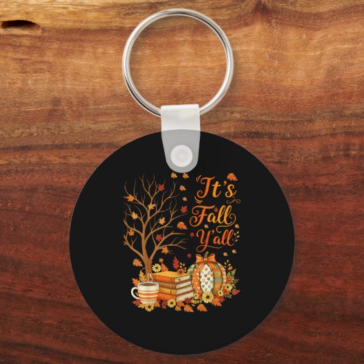 It's Fall Y'all Floral Pumpkin Autumn Coffee Thank Schlüsselanhänger (Vorderseite)