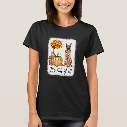 It's Fall Y'all German Shepherd Dog Halloween Than T-Shirt (Vorderseite)
