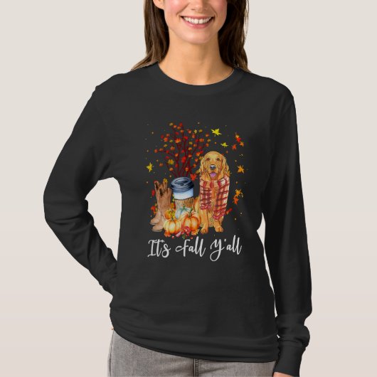 It's Fall Y'all Golden Retriever Dog Pumpkin Fall T-Shirt (Vorderseite)