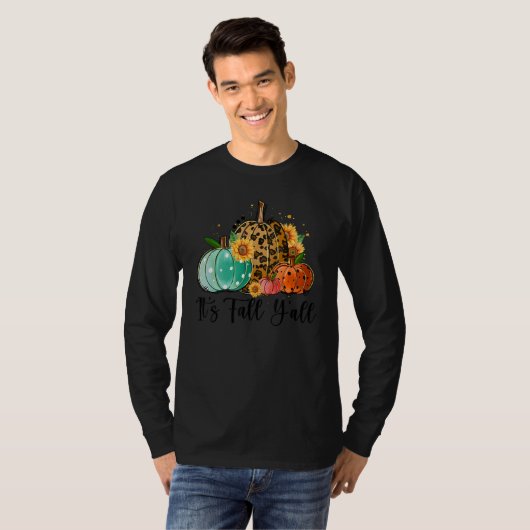It's Fall Y'all Leopard Pumpkin Sunflowers Fall Th T-Shirt (Vorne ganz)