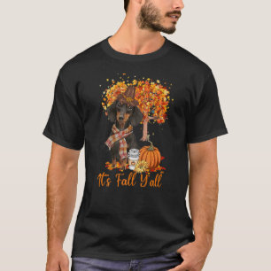 It's Fall Y'all Maple Dachshund Dog Leaf Fall Autu T-Shirt