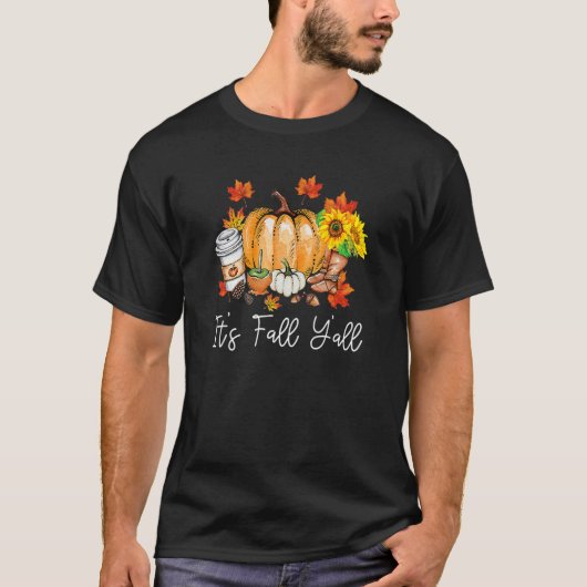 It's Fall Yall Pumpkin Leopard Halloween Autumn Th T-Shirt (Vorderseite)