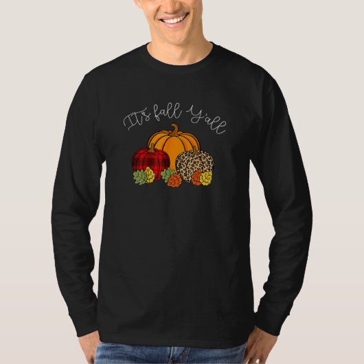 It's Fall Yall Pumpkin Leopard Halloween Autumn Th T-Shirt (Vorderseite)