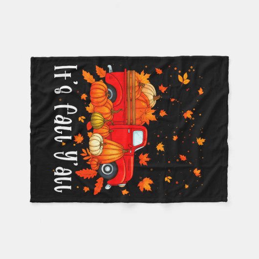 It's Fall Y'all Pumpkin Truck Autumn Tree Hello Fa Fleecedecke (Vorderseite (Horizontal))
