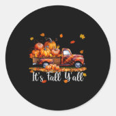 It's Fall Y'all Pumpkin Truck Autumn Tree Hello Fa Runder Aufkleber (Vorderseite)
