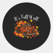 It's Fall Y'all Pumpkin Truck Autumn Tree Hello Fa Runder Aufkleber (Vorderseite)