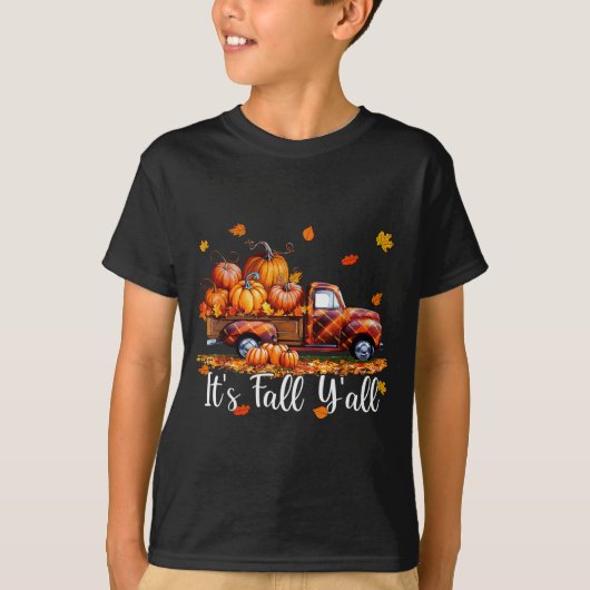 It's Fall Y'all Pumpkin Truck Autumn Tree Hello Fa T-Shirt (Vorderseite)