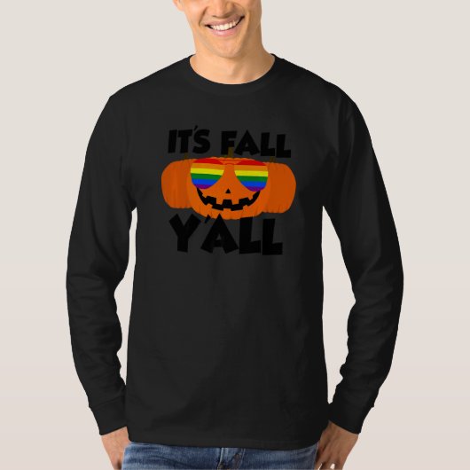 It's Fall Y'all Thanksgiving Pumpkin LGBTQ Glasses T-Shirt (Vorderseite)