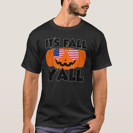 It's Fall Y'all Thanksgiving Pumpkin USA Glasses T-Shirt (Vorderseite)