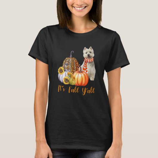 It's Fall Y'all Westie Dog Leopard Pumpkin Fall T-Shirt (Vorderseite)