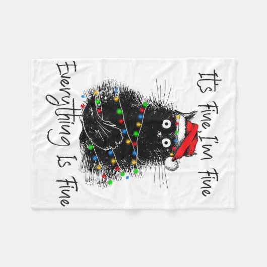 Its Fine I'm Fine Everything Is Fine Christmas Bla Fleecedecke (Vorderseite (Horizontal))
