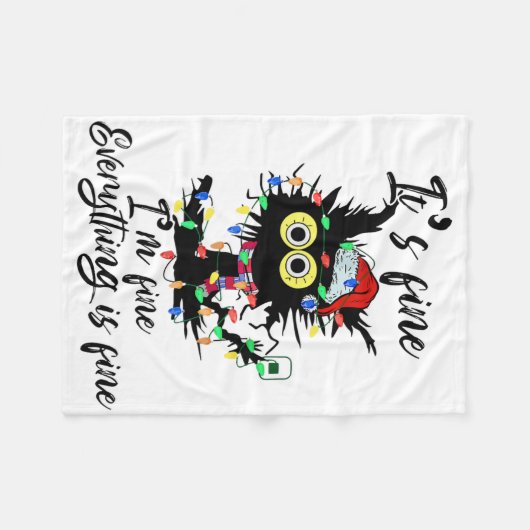 It's Fine I'm Fine Everything Is Fine Fun Cat Chri Fleecedecke (Vorderseite (Horizontal))