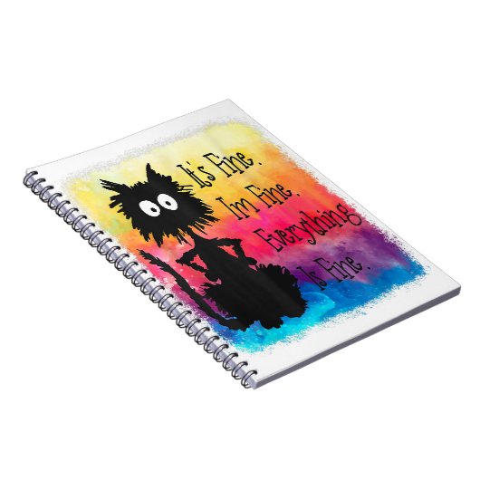 Its Fine Im Fine Everything Is Fine Funny Black Ca Notizblock (Rechte Seite)