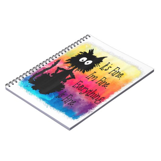 Its Fine Im Fine Everything Is Fine Funny Black Ca Notizblock (Linke Seite)