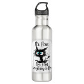 It's Fine I'm Fine Everything Is Fine Funny Black Edelstahlflasche (Vorderseite)