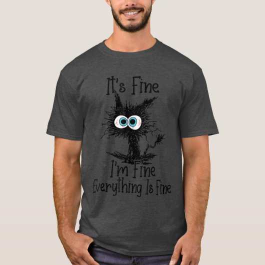 Its Fine Im Fine Everything Is Fine Funny cat retr T-Shirt (Vorderseite)