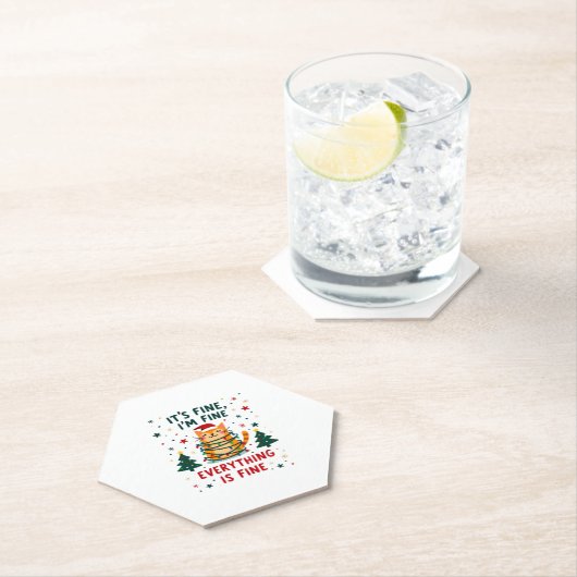 It's Fine I'm Fine Everything Is Fine Xmas Cat Chr Untersetzer (Vor Ort)