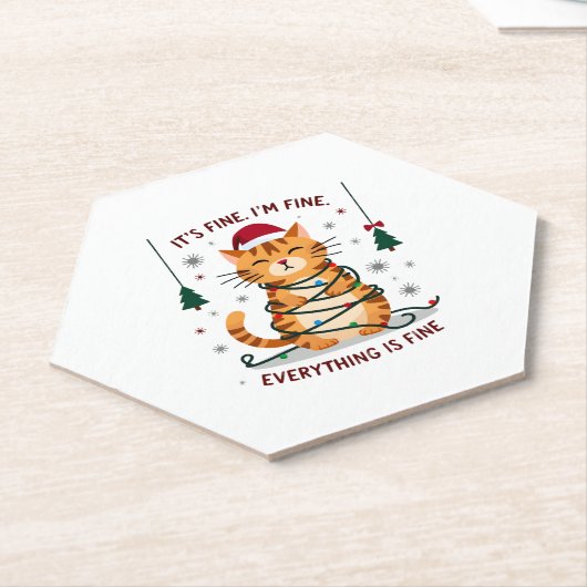 It's Fine I'm Fine Everything Is Fine Xmas Cat Chr Untersetzer (angewinkelt)