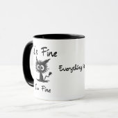 It's Fine I'm Fine" Funny Sarcastic Black Cat Tasse (Vorderseite Links)