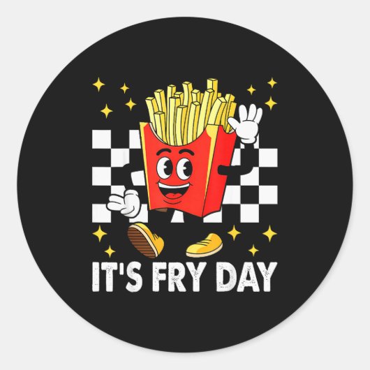 It's Fry Day - Funny French Fries Fast Food Runder Aufkleber (Vorderseite)