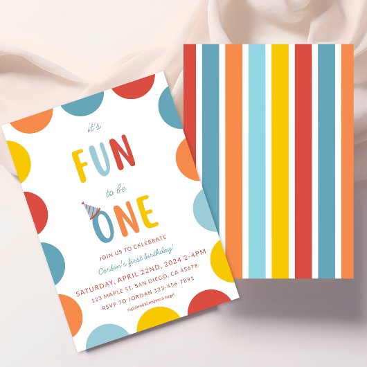 It's Fun To Be One Birthday Party Invitation Einladung