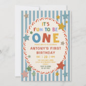 It's Fun to Be One Colorful 1st Birthday Einladung (Vorderseite)