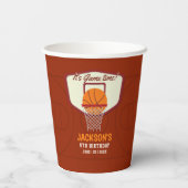 It's Game time! Fun Basketball theme Birthday Kids Pappbecher (Rückseite)