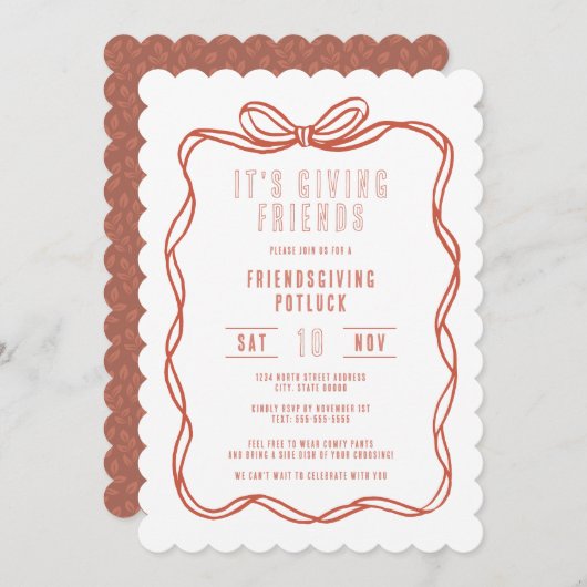It's Giving Friends Friendsgiving Coquette Bow Einladung (Vorne/Hinten)