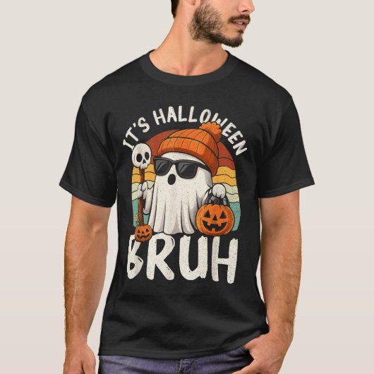 It's Halloween Bruh Boo Ghost Pumpkin Costume Boys T-Shirt (Vorderseite)