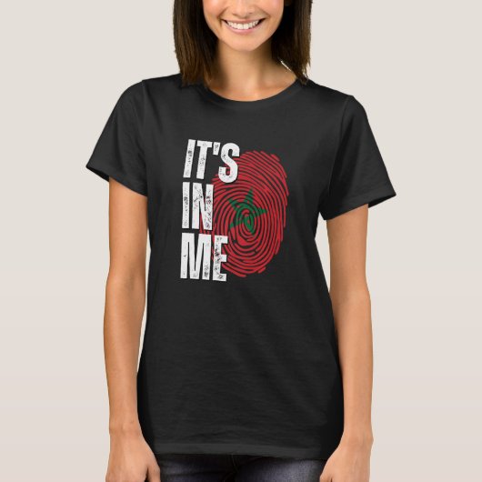 It's In Me Morocco Flag Fingerprint Moroccan Herit T-Shirt (Vorderseite)
