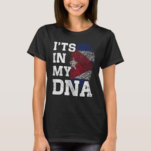 It's In My DNA Cuban Fingerprint Proud Cuba Flag T-Shirt (Vorderseite)