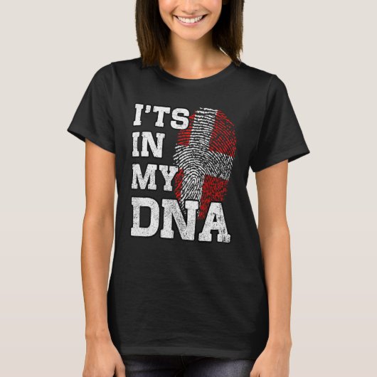 It's In My DNA Danish Fingerprint Proud Denmark Fl T-Shirt (Vorderseite)