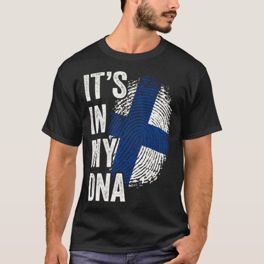 ITS IN MY DNA Finland Flag Finnish Roots Pride Gen T-Shirt (Vorderseite)