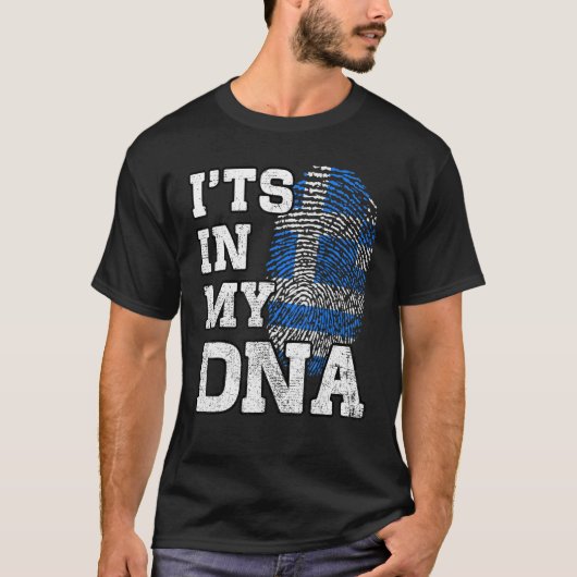 It's In My DNA Greek Fingerprint Proud Greece Flag T-Shirt (Vorderseite)