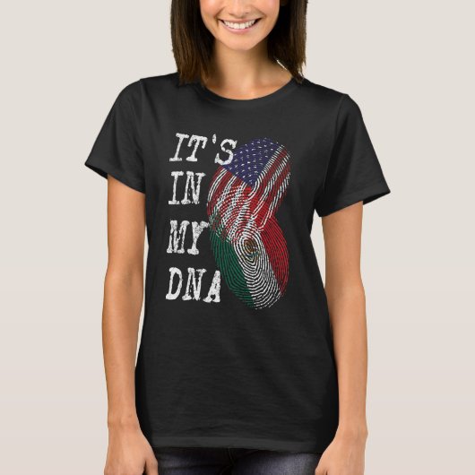 IT'S IN MY DNA Mexican American Fingerprint Flag U T-Shirt (Vorderseite)