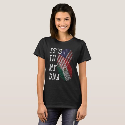 IT'S IN MY DNA Mexican American Fingerprint Flag U T-Shirt (Vorne ganz)